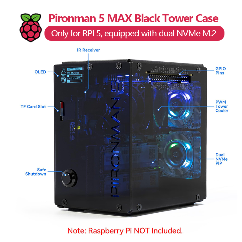 Pironman 5 MAX, Casing Menara  - Argon One V3 M.2 Nvme Case ulasan dan harga
