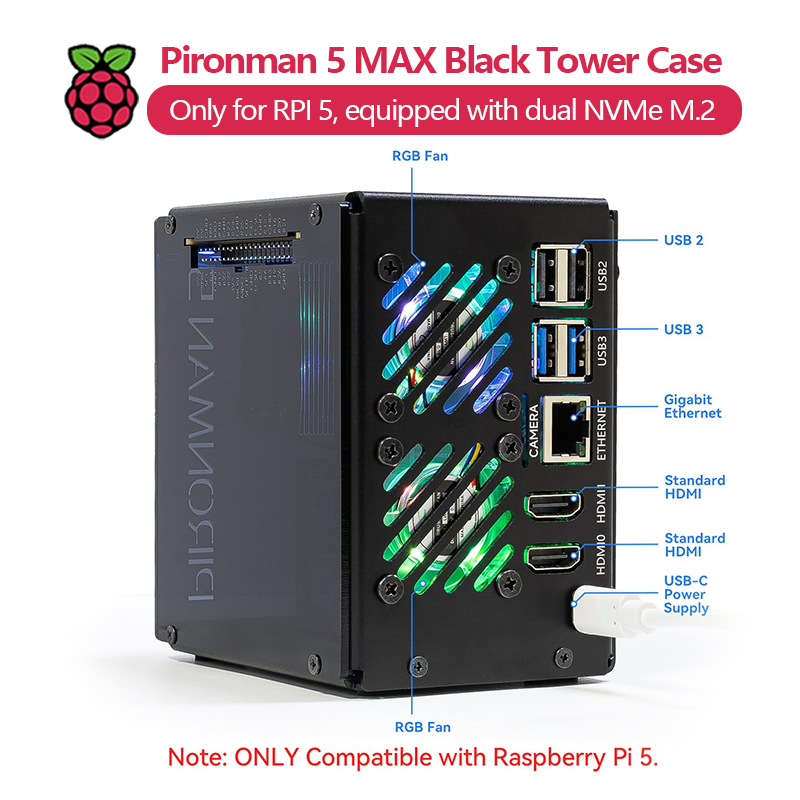 Pironman 5 MAX, Casing Menara  - Argon One V3 M.2 Nvme Case ulasan dan harga